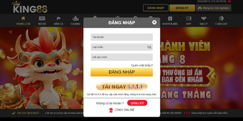 Đăng Nhập King88 Dễ Dàng - Mở Cánh Cửa Giải Trí Đỉnh Cao 3 Đăng nhập siêu đơn giản và nhanh chóng tại King88